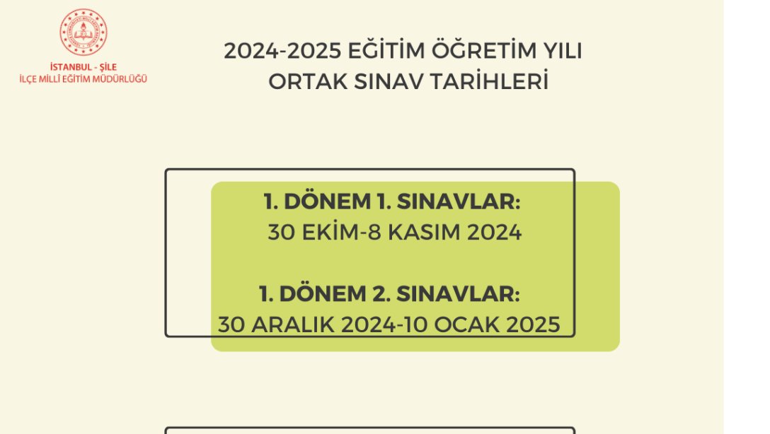 2024-2025 EĞİTİM ÖĞRETİM YILI ORTAK SINAV TARİHLERİ BELLİ OLDU.