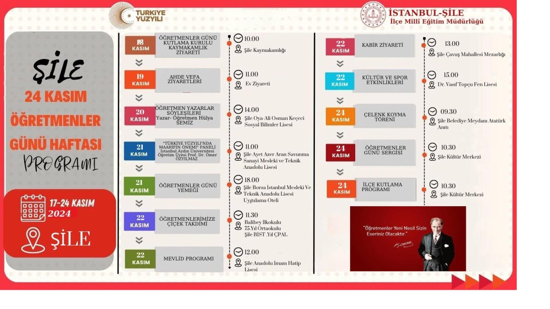 24 KASIM ÖĞRETMNLER GÜNÜ HAFTASI KAPSAMINDA İLÇEMİZDE DÜZENLENEN ETKİNLİKLER